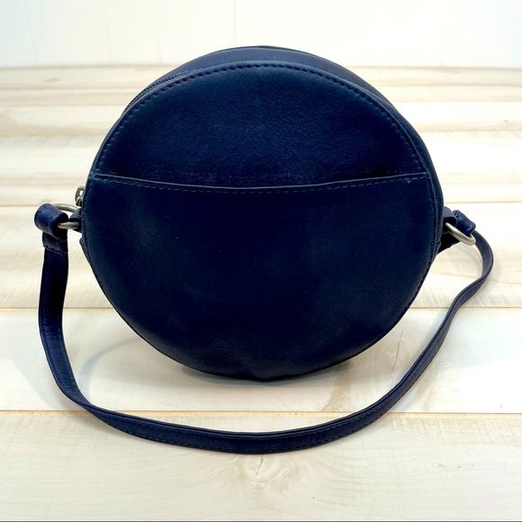 LeDonne Navy Blue Canteen Leather Crossbody Bag - Picture 3 of 6